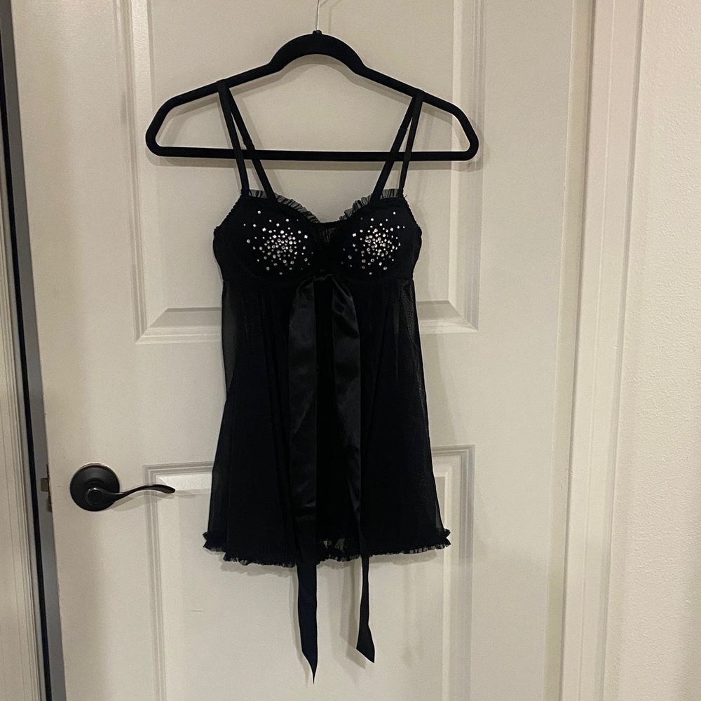 🌼 Victoria's Secret Black Babydoll Dress Sexy Lingerie size 34B
